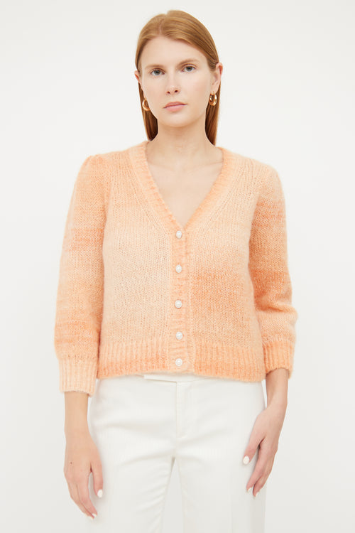 Maje Orange Gradient Mohair Knit Cardigan