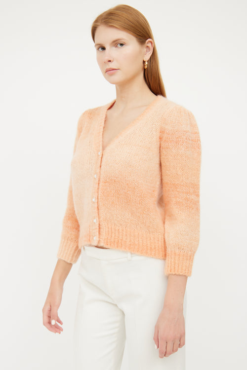 Maje Orange Gradient Mohair Knit Cardigan