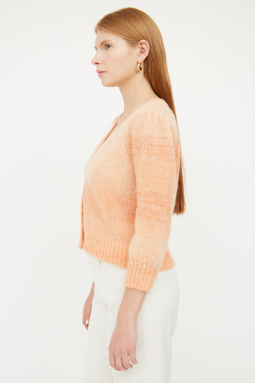 Maje Orange Gradient Mohair Knit Cardigan