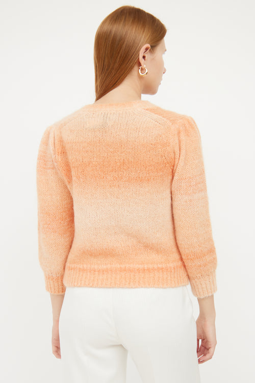 Maje Orange Gradient Mohair Knit Cardigan