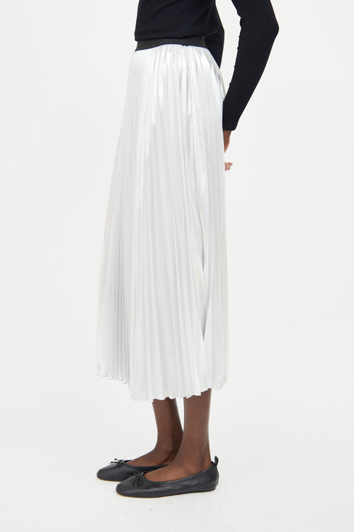 Silver Pleated Maxi Skirt