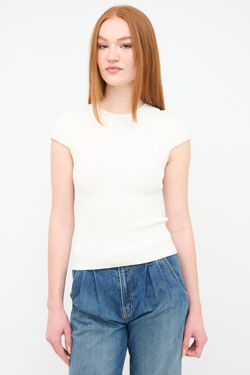 Maje White Ribbed Maestra Top