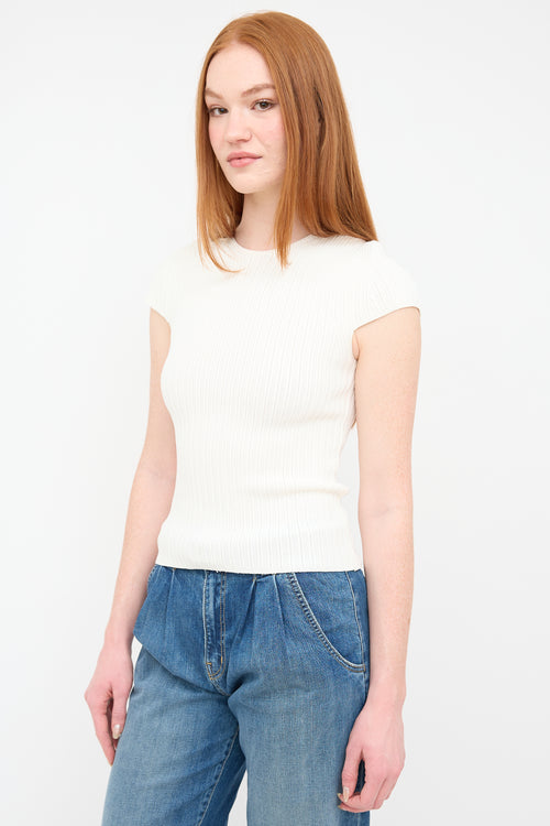 Maje White Ribbed Maestra Top