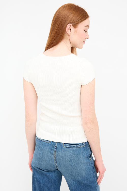 Maje White Ribbed Maestra Top