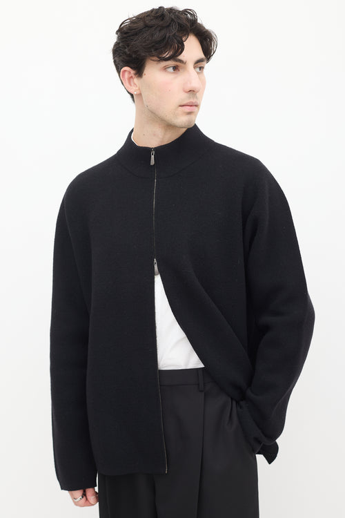 Malo Black Wool Zip Jacket