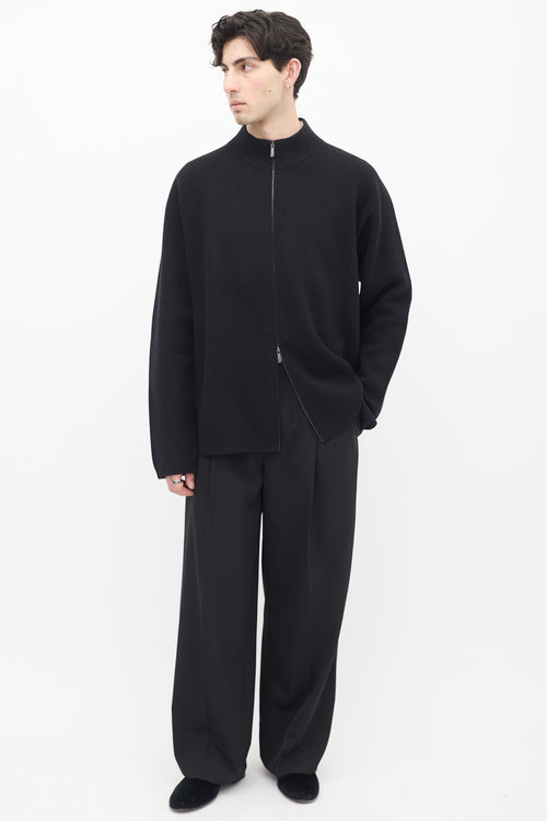 Malo Black Wool Zip Jacket