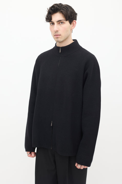 Malo Black Wool Zip Jacket