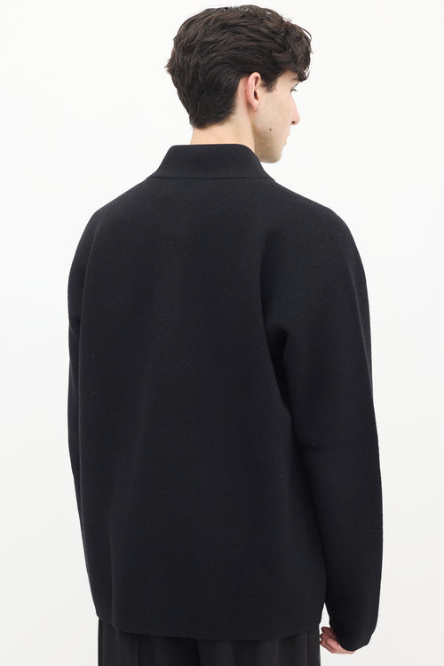 Malo Black Wool Zip Jacket