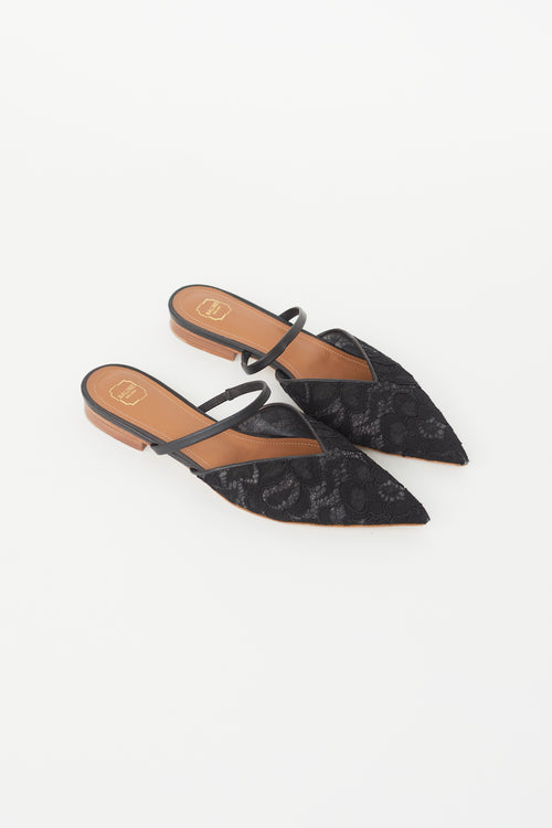 Malone Souliers Black Lace Marla Flat