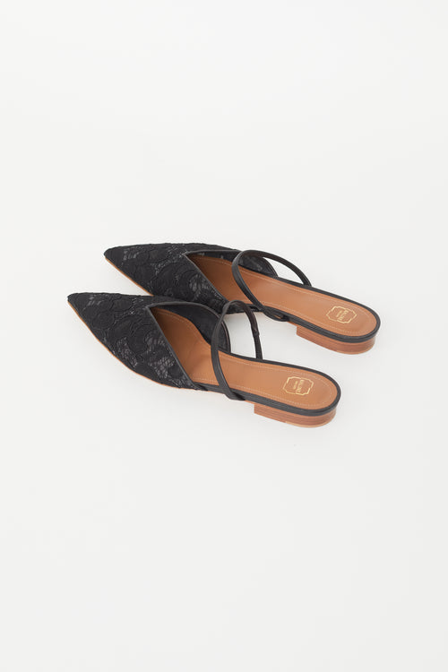 Malone Souliers Black Lace Marla Flat