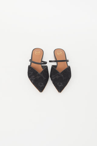 Malone Souliers Black Lace Marla Flat