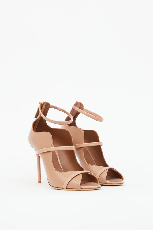 Beige Leather Strappy Mika Pump