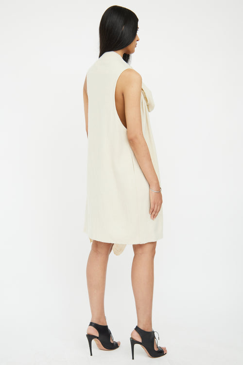 Mandula Cream Boiled Wool Drape Dress