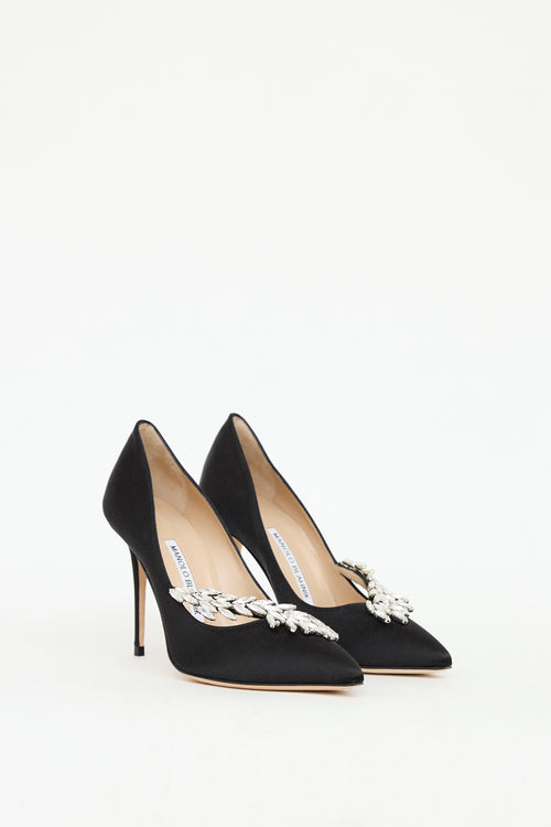 Manolo Blahnik Black Satin 
Crystal Nadira Pump