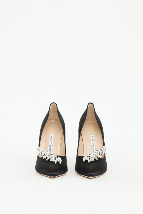 Manolo Blahnik Black Satin 
Crystal Nadira Pump