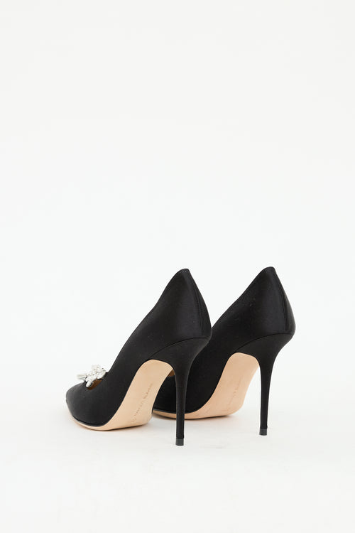 Manolo Blahnik Black Satin 
Crystal Nadira Pump