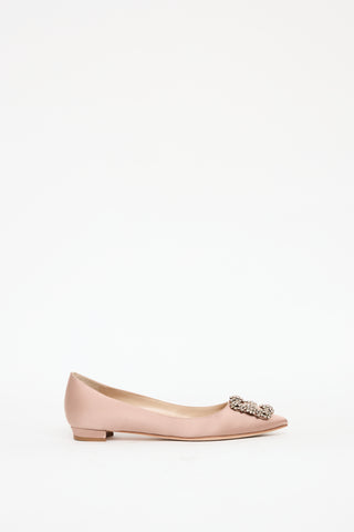 Manolo Blahnik Pink Satin Hangisi Flat