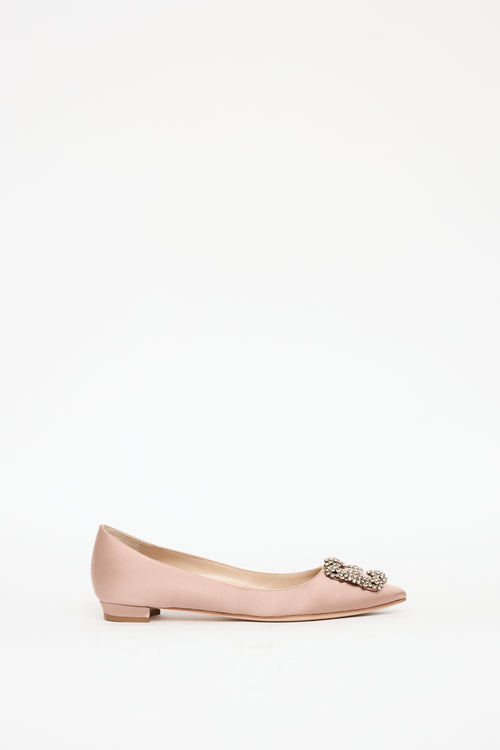 Manolo Blahnik Pink Satin Hangisi Flat