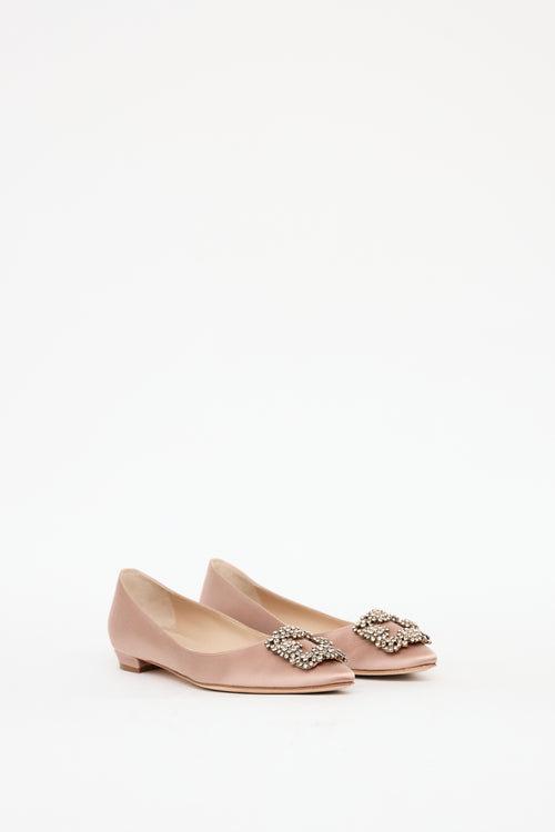 Manolo Blahnik Pink Satin Hangisi Flat