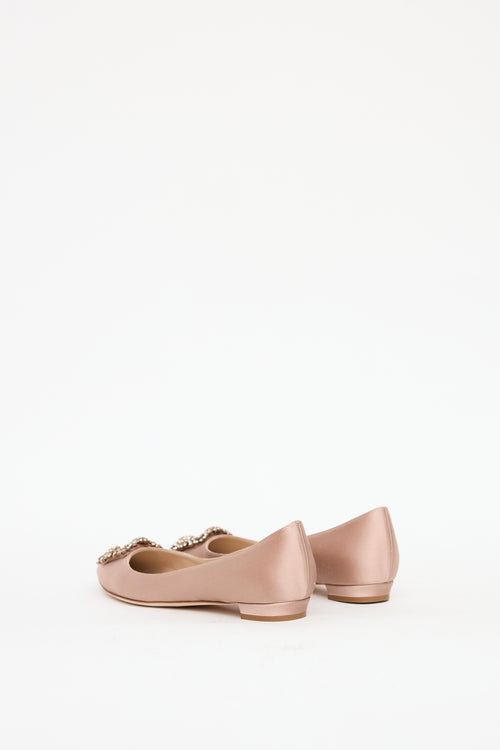 Manolo Blahnik Pink Satin Hangisi Flat