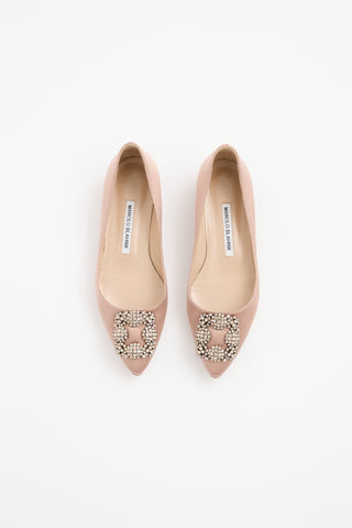 Manolo Blahnik Pink Satin Hangisi Flat