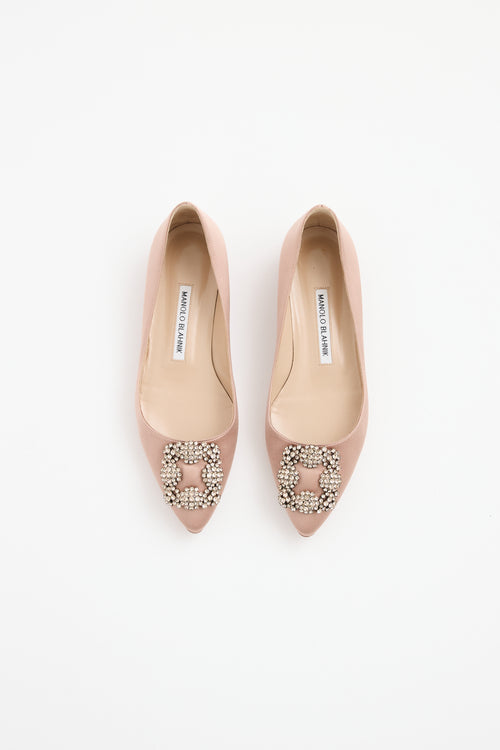 Manolo Blahnik Pink Satin Hangisi Flat