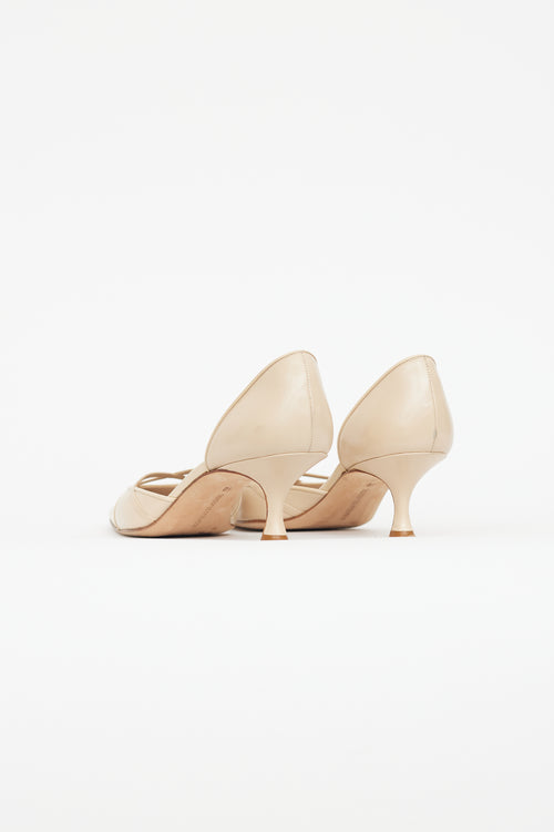 Manolo Blahnik Beige Leather Pointed Toe Pump