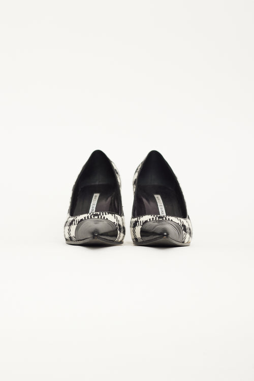 Manolo Blahnik Black 
White Checkered Tweed Pump