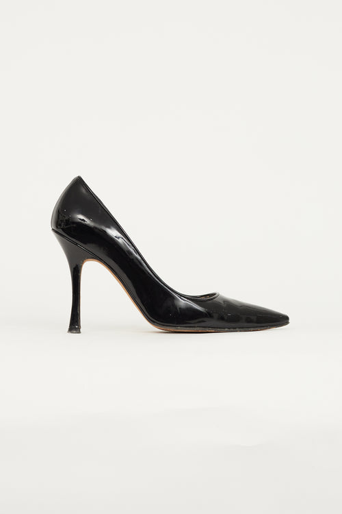 Manolo Blahnik Black Patent Pointed Toe Pump