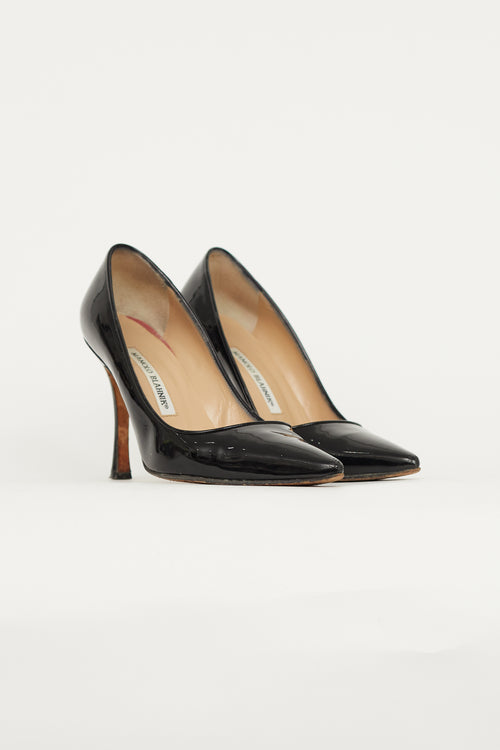 Manolo Blahnik Black Patent Pointed Toe Pump