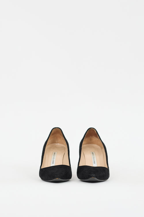 Manolo Blahnik Black Suede BB 70 Pump