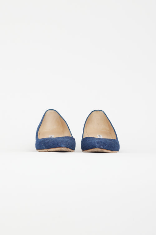 Manolo Blahnik Blue Denim Pointed Toe Pump