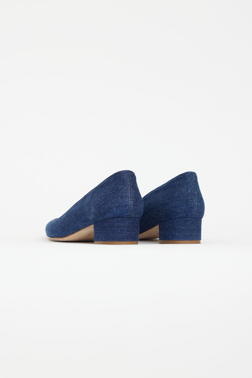 Manolo Blahnik Blue Denim Pointed Toe Pump