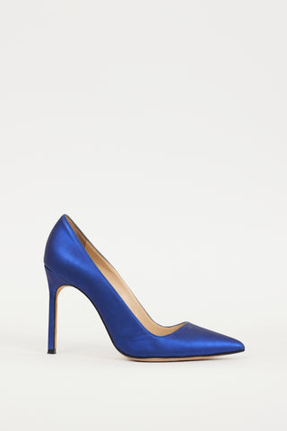 Manolo Blahnik Blue Leather BB Reflective Heel