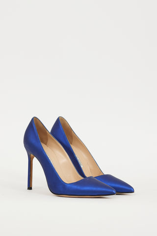 Manolo Blahnik Blue Leather BB Reflective Heel