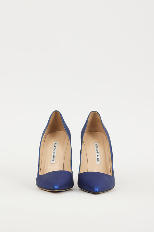 Manolo Blahnik Blue Leather BB Reflective Heel