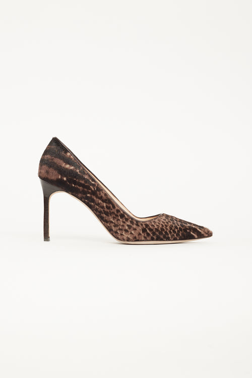 Manolo Blahnik Brown Patterned Textured Pump