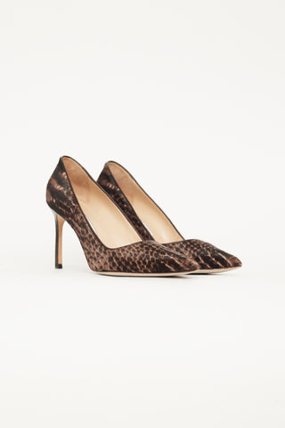 Manolo Blahnik Brown Patterned Textured Pump