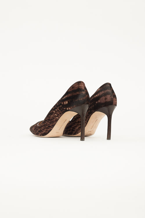 Manolo Blahnik Brown Patterned Textured Pump