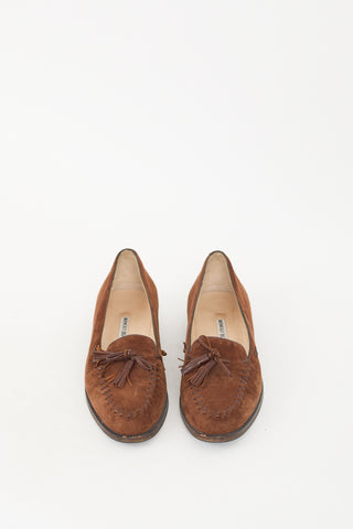 Manolo Blahnik Brown Suede Tassel Loafer