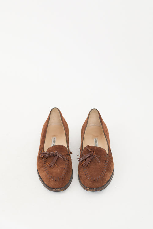 Manolo Blahnik Brown Suede Tassel Loafer