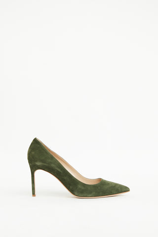 Manolo Blahnik Green Suede Point Pump