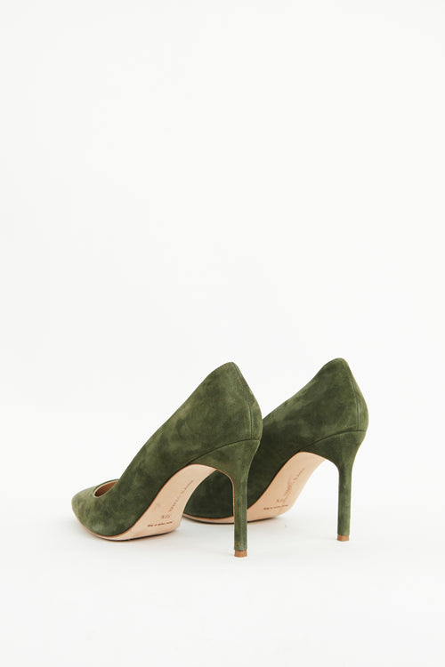 Manolo Blahnik Green Suede Point Pump