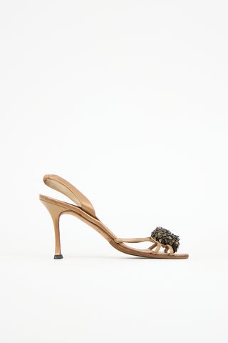 Manolo Blahnik Leather Sequin Ring Sandal