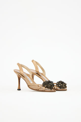 Manolo Blahnik Leather Sequin Ring Sandal