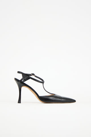 Manolo Blahnik Leather T-Strap Heel