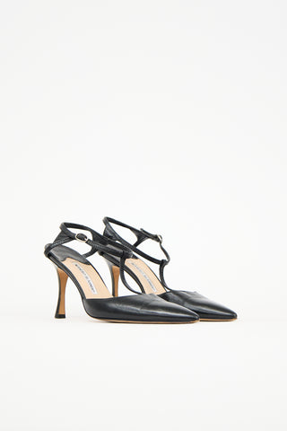 Manolo Blahnik Leather T-Strap Heel