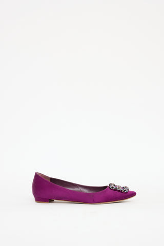 Manolo Blahnik Purple Satin Hangisi Flat