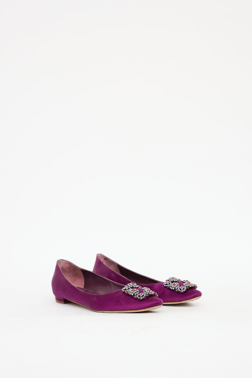 Manolo Blahnik Purple Satin Hangisi Flat