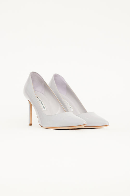 Manolo Blahnik Purple Patent Leather Pointed Toe Pump